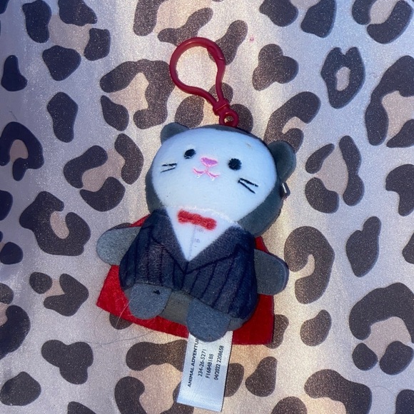 Accessories - gray + red vampire cat plush keychain